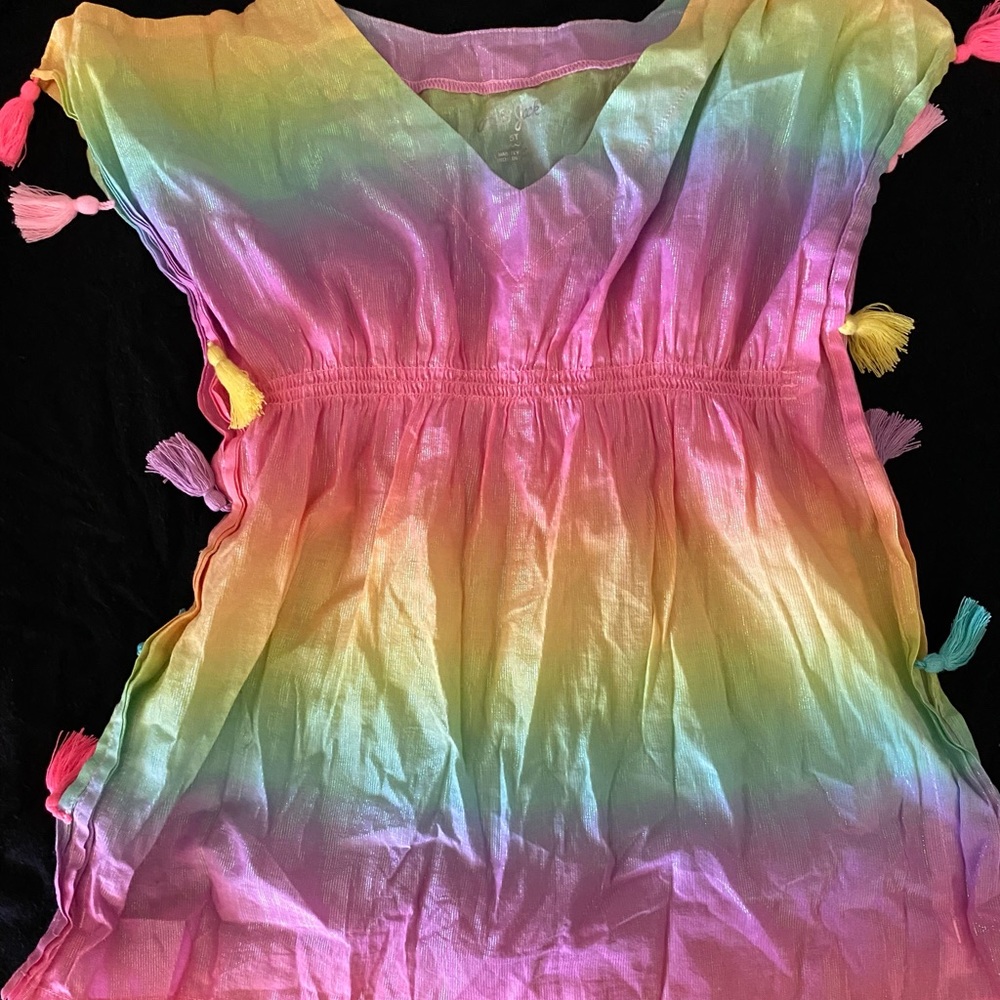Cat & Jack girls’ swim cover ombré shimmer rainbow colors